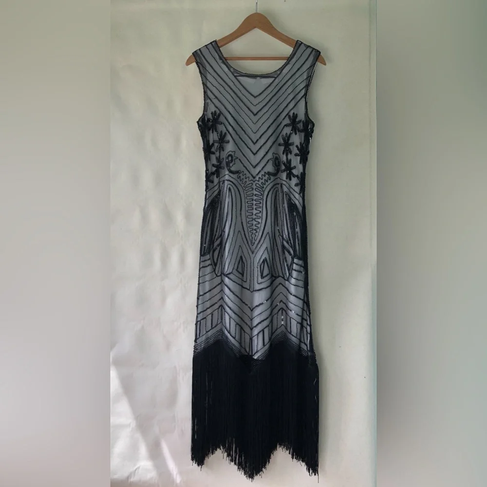 Vintage 20’s Style Fringe Dress With Beading - Picture 3 of 7